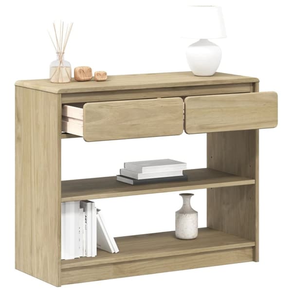 vidaXL Konsolipöytä SAUDA tammenvärinen 89,5x36,5x73 cm täysi mänty -  Konsolipöydät