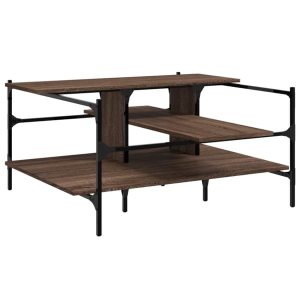 vidaXL sofabord 100x100x48,5 cm konstrueret træ brun egetræsfarve - Sofaborde