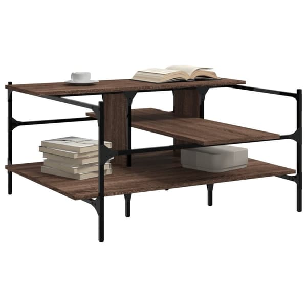 vidaXL sofabord 100x100x48,5 cm konstrueret træ brun egetræsfarve -  Sofaborde