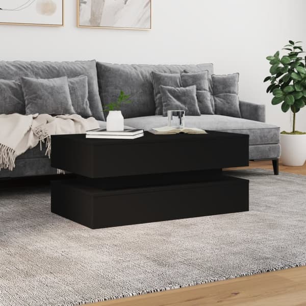 vidaXL sofabord med LED-lys 90x50x40 cm sort - Sofaborde