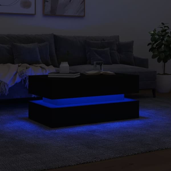vidaXL sofabord med LED-lys 90x50x40 cm sort - Sofaborde