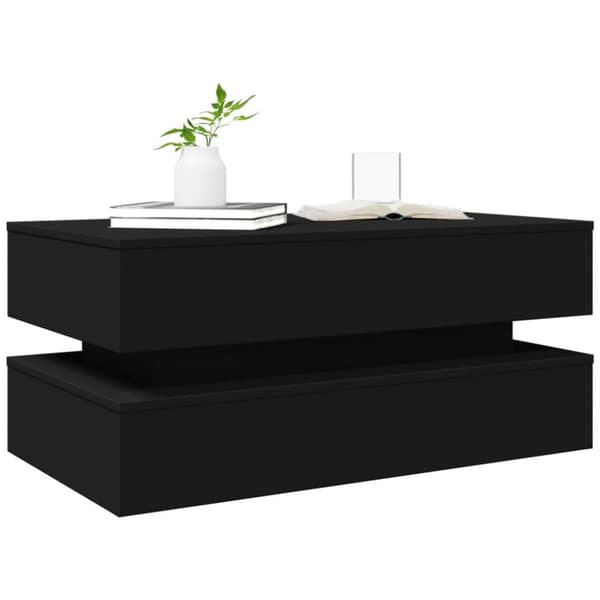 vidaXL sofabord med LED-lys 90x50x40 cm sort - Sofaborde