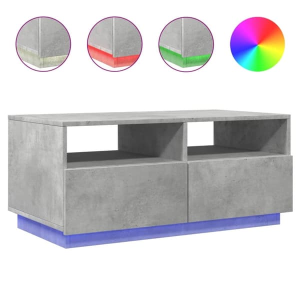 vidaXL Sohvapöytä LED-valoilla betoninharmaa 90x49x40 cm -  Kahvipöydät