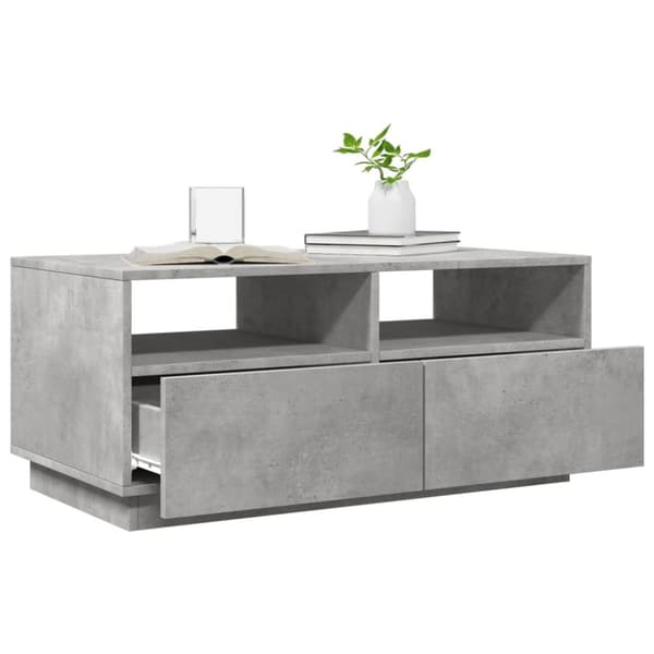 vidaXL Sohvapöytä LED-valoilla betoninharmaa 90x49x40 cm -  Kahvipöydät