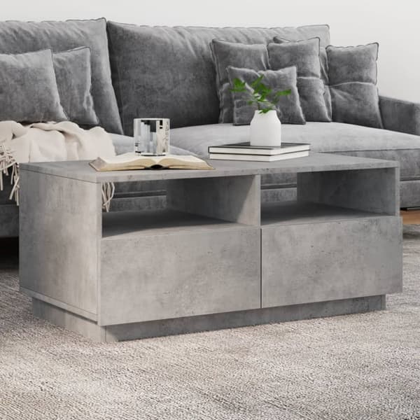 vidaXL Sohvapöytä LED-valoilla betoninharmaa 90x49x40 cm -  Kahvipöydät
