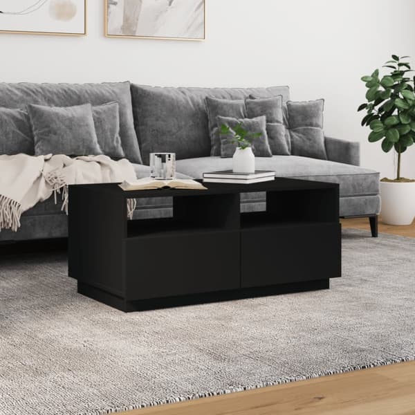 vidaXL sofabord med LED-lys 90x49x40 cm sort - Sofaborde