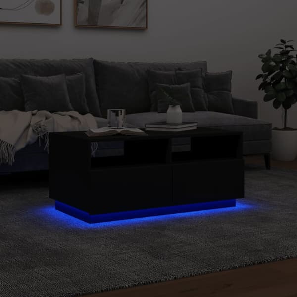 vidaXL sofabord med LED-lys 90x49x40 cm sort - Sofaborde