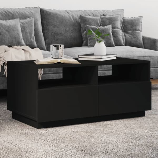 vidaXL sofabord med LED-lys 90x49x40 cm sort -  Sofaborde
