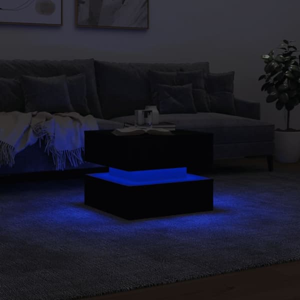 vidaXL sofabord med LED-lys 50x50x40 cm sort - Sofaborde