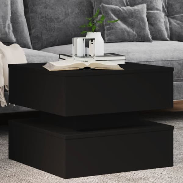 vidaXL sofabord med LED-lys 50x50x40 cm sort -  Sofaborde