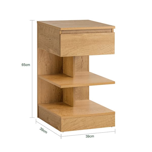 Rootz Sängbord - Nattduksbord - Sidobord - Byrå - Rymlig förvaring med 3 hyllor och låda - Kompakt design för smala utrymmen - Enkel montering - PB(E1