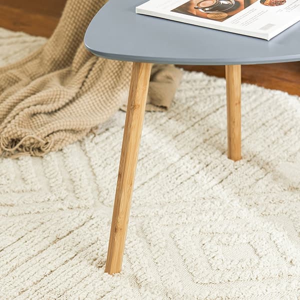 Rootz 2-delade häckbordsset - Sidobord - Soffbord - MDF och bambu - Mångsidig användning - Utrymmesbesparande design - Ljusgrå-Vit - 55cm x 45cm x 53c