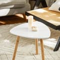Miniatyrbild 8 av 9: Rootz 2-delade häckbordsset - Sidobord - Soffbord - MDF och bambu - Mångsidig användning - Utrymmesbesparande design - Ljusgrå-Vit - 55cm x 45cm x 53c