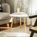 Miniatyrbild 9 av 9: Rootz 2-delade häckbordsset - Sidobord - Soffbord - MDF och bambu - Mångsidig användning - Utrymmesbesparande design - Ljusgrå-Vit - 55cm x 45cm x 53c