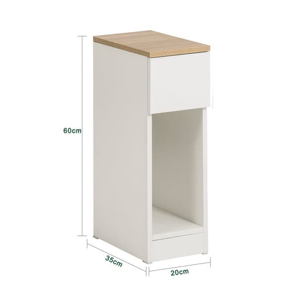 Rootz Sängbord Set med 2 - Soffbord - Sidobord - Vit - Med låda - Förbättrad stabilitet med fotkuddar - Perfekt för sovrum och vardagsrum - 20 cm x 60
