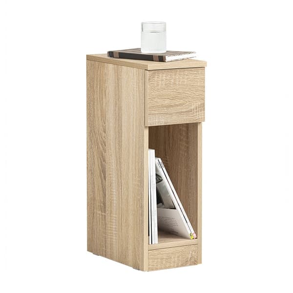 Rootz Sängbord med låda - Soffbord - Soffbord - Sidobord - Naturfinish - Organisatorisk förvaring - Förbättrad stabilitet - Repskydd - 20cm x 60cm x 3