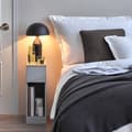 Miniatyrbild 3 av 8: Rootz Modern Sängbord Set med 2 - Soffbord - Sidobord - Ljusgrå - med låda och öppet fack - Stabil med halkskydd - 20cm x 60cm x 35cm