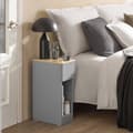 Miniatyrbild 4 av 8: Rootz Modern Sängbord Set med 2 - Soffbord - Sidobord - Ljusgrå - med låda och öppet fack - Stabil med halkskydd - 20cm x 60cm x 35cm
