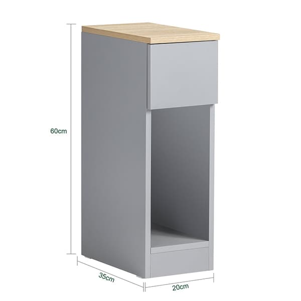 Rootz Modern Sängbord Set med 2 - Soffbord - Sidobord - Ljusgrå - med låda och öppet fack - Stabil med halkskydd - 20cm x 60cm x 35cm
