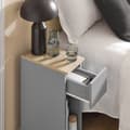Miniatyrbild 6 av 8: Rootz Modern Sängbord Set med 2 - Soffbord - Sidobord - Ljusgrå - med låda och öppet fack - Stabil med halkskydd - 20cm x 60cm x 35cm