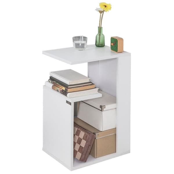 Rootz hvidt sidebord - Sofabord - Sofabord - 3-lags opbevaring - Robust og holdbart - Pladsbesparende design - 30 cm x 60 cm x 40 cm
