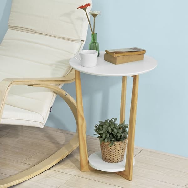 Rootz Elegant -sivupöytä - Parvekepöytä - Sohvapöytä - MDF ja mänty - Kaksi säilytyshyllyä - Naarmuuntumaton - 60cm x 45cm/25cm