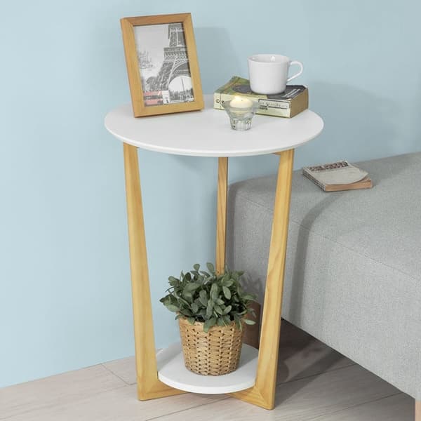 Rootz Elegant -sivupöytä - Parvekepöytä - Sohvapöytä - MDF ja mänty - Kaksi säilytyshyllyä - Naarmuuntumaton - 60cm x 45cm/25cm