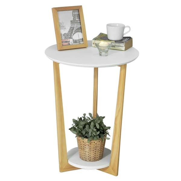 Rootz Elegant -sivupöytä - Parvekepöytä - Sohvapöytä - MDF ja mänty - Kaksi säilytyshyllyä - Naarmuuntumaton - 60cm x 45cm/25cm
