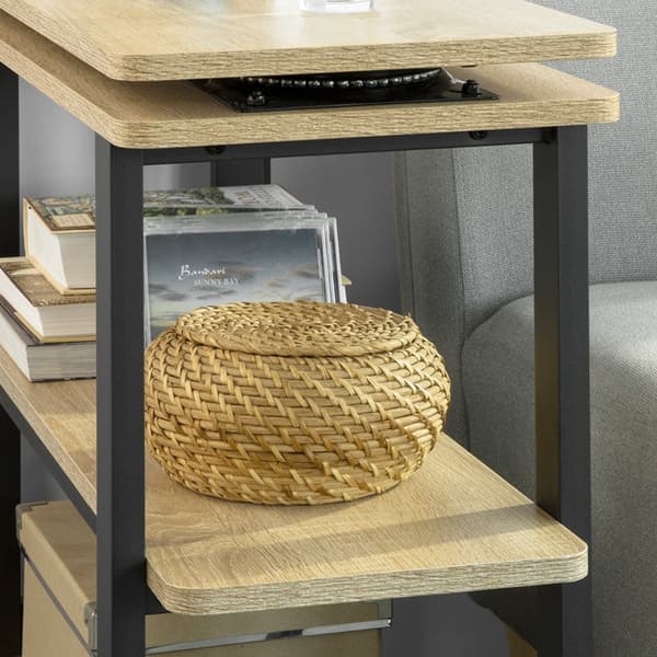 Rootz L-formet sidebord - Sofabord - Hjørneskrivebord - Industrielt design - Fleksibel og mobil med låsbare hjul - Metalstel af høj kvalitet - Robust