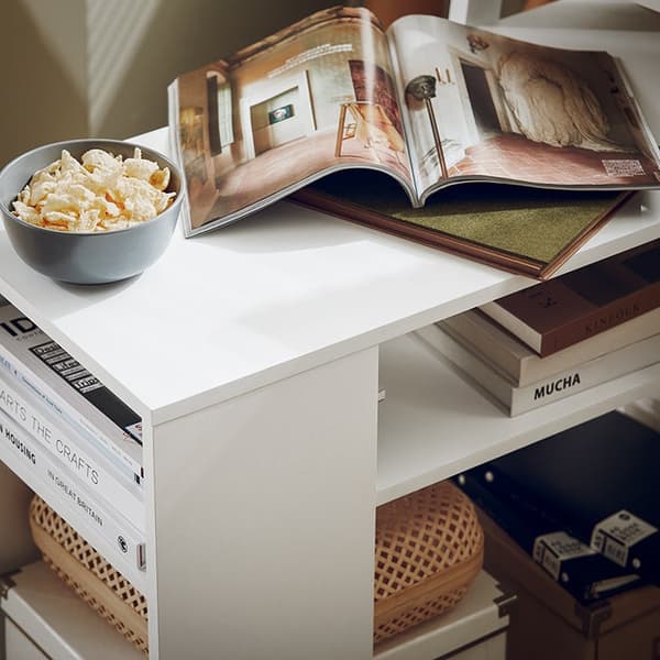 Rootz mobilt sidebord - Printerstander - Sofabord - Ridsefast melamin - Alsidig opbevaring - Nem mobilitet - 70 cm x 35 cm x 60 cm