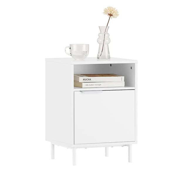 Rootz sengebord med dør - Natbord - Sidebord - Robuste metalben - Magnetisk lukning - Nem montering - 40 cm x 57 cm x 35 cm