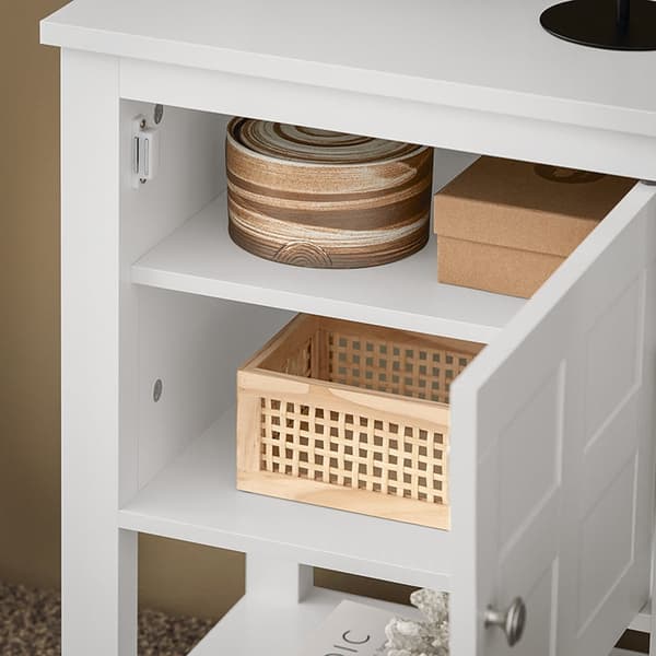 Rootz Modern Sängbord - Nattduksbord - Soffbord - Sidobord - Vit - Sekretessförvaring - Kompakt design - Perfekt för trånga utrymmen - 45cm x 60cm x 3