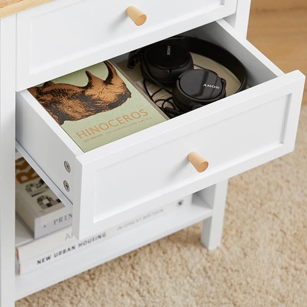 Rootz sengebord - Natbord - Sidebord - Funktionel med privat opbevaring - Nem montering - Gummitræ-accenter - 40 cm x 60 cm x 30 cm
