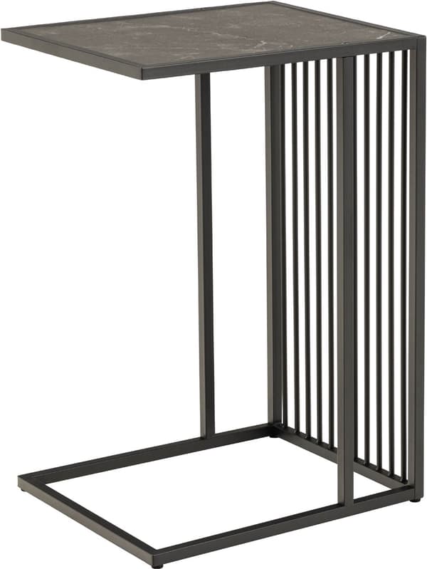 Strington sofabord hjørnebord 35x43x63cm marmor dekor, sort.