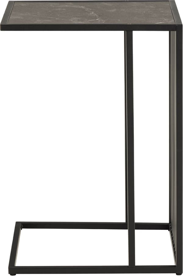 Strington sofabord hjørnebord 35x43x63cm marmor dekor, svart.