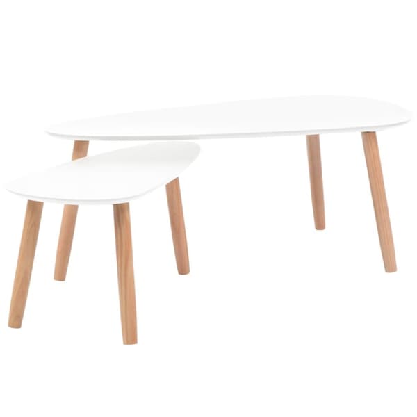 The Living Store Soffbord 2 st massiv furu vit -  Soffbord