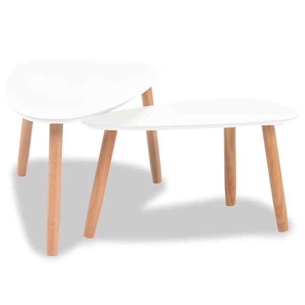 The Living Store Soffbord 2 st massiv furu vit -  Soffbord