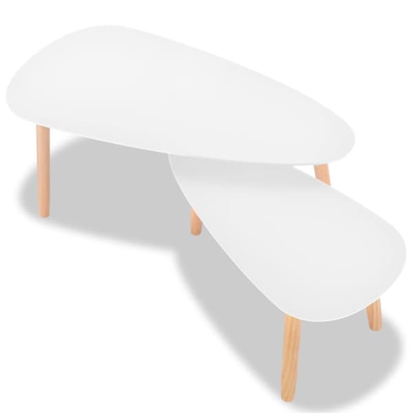 The Living Store Soffbord 2 st massiv furu vit -  Soffbord