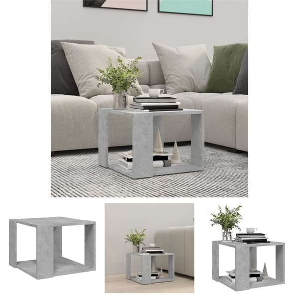 The Living Store Soffbord betonggrå 40x40x30 cm konstruerat trä -  Soffbord