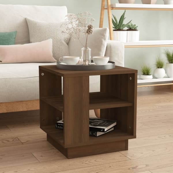 The Living Store sofabord 40x40x43 cm konstrueret træ brun egetræsfarve - Sofaborde
