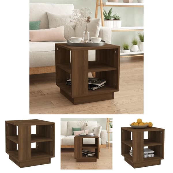 The Living Store sofabord 40x40x43 cm konstrueret træ brun egetræsfarve - Sofaborde