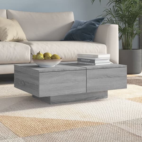 The Living Store Soffbord grå sonoma 90x60x31 cm konstruerat trä - Soffbord