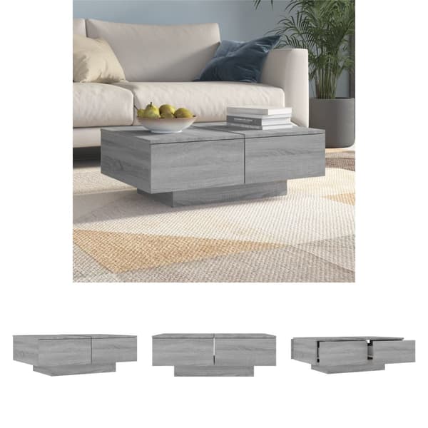 The Living Store Soffbord grå sonoma 90x60x31 cm konstruerat trä - Soffbord