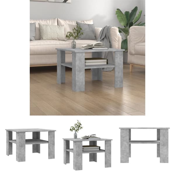 The Living Store sofabord 60x60x42 cm konstrueret træ betongrå -  Sofaborde