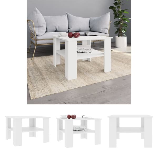 The Living Store Soffbord vit 60x60x42 cm konstruerat trä -  Soffbord