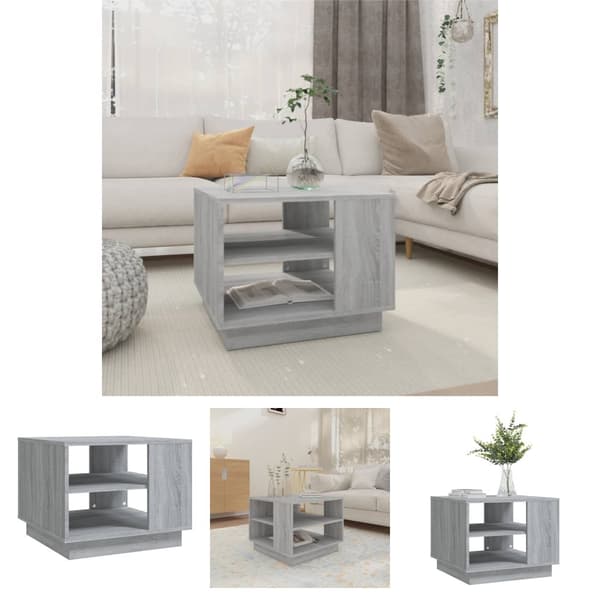 The Living Store sofabord 55x55x43 cm konstrueret træ grå sonoma-eg -  Sofaborde