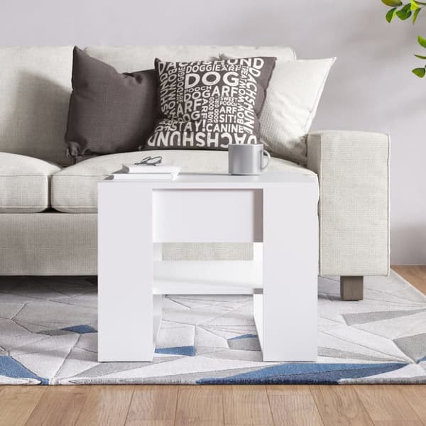 The Living Store Soffbord vit 55,5x55x45 cm konstruerat trä - Soffbord