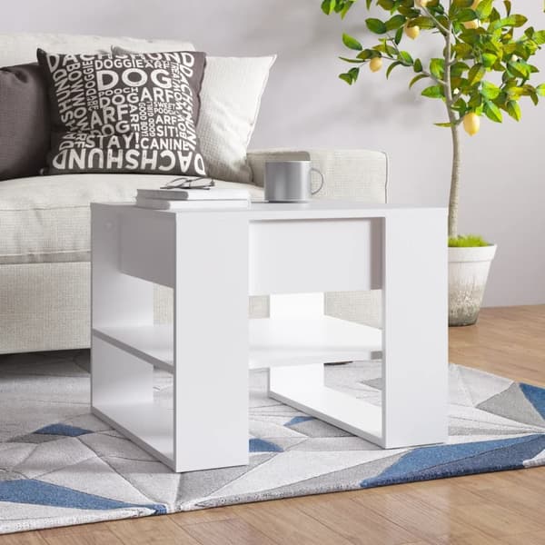 The Living Store Soffbord vit 55,5x55x45 cm konstruerat trä - Soffbord