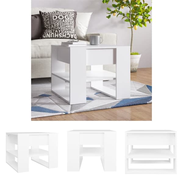 The Living Store Soffbord vit 55,5x55x45 cm konstruerat trä - Soffbord