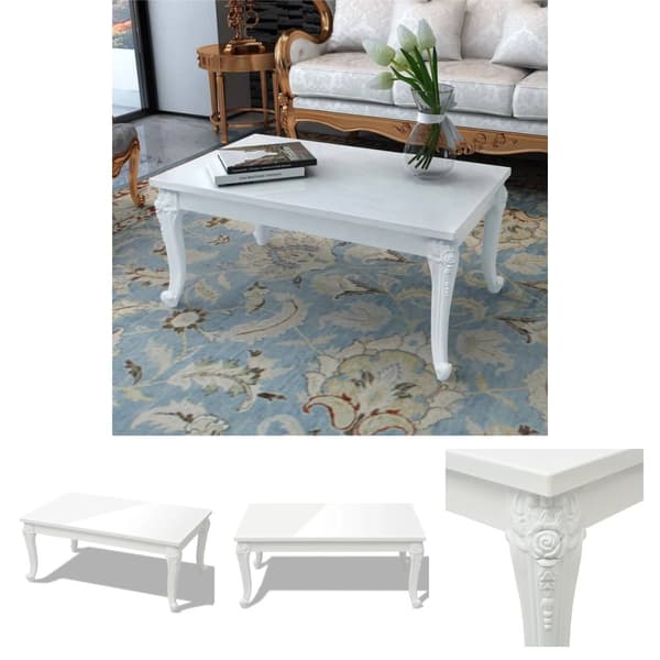 The Living Store sofabord 100 x 60 x 42 cm højglans hvid -  Sofaborde